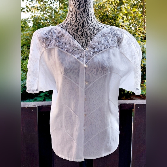 Blouse Women White Cotton Size S - Picture 4 of 13